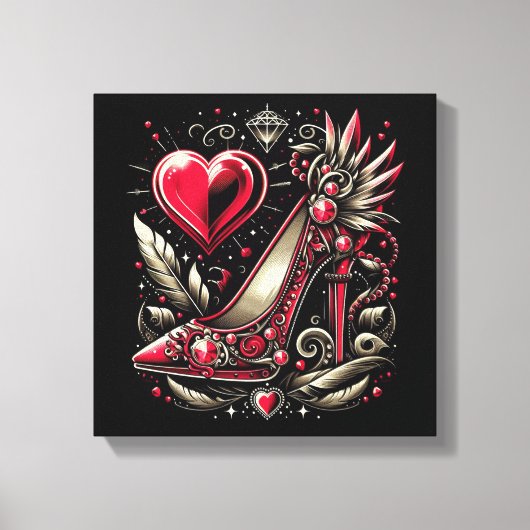 Steampunk Style Red Stiletto High Heels Leinwanddruck (Vorderseite)