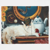 Steampunk Submarine Cat Tee Fleecedecke (Vorderseite (Horizontal))