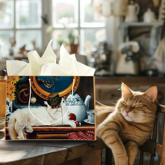 Steampunk Submarine Cat Tee Große Geschenktüte