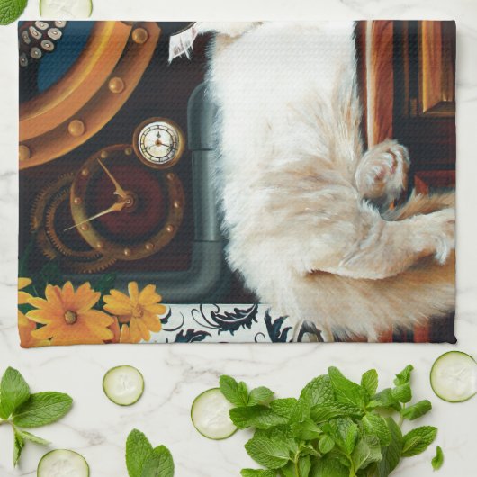 Steampunk Submarine Cat Tee Handtuch (Gefaltet)