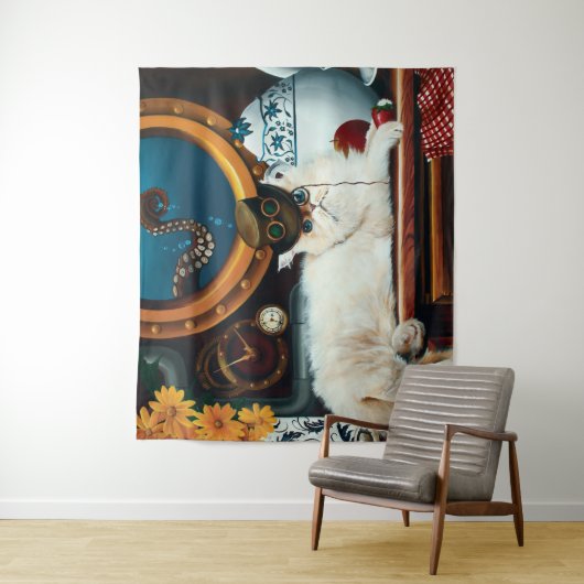 Steampunk Submarine Cat Tee Wandteppich (Beispiel)