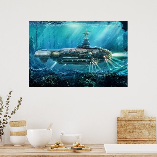Steampunk Submarine Poster (Küche)