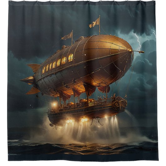 Steampunk Submersible Ocean Liner Duschvorhang (Vorderseite)