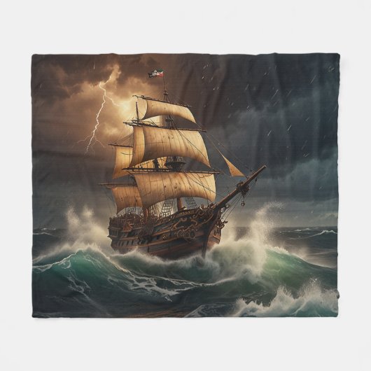 Steampunk Submersible Ocean Liner Fleecedecke (Vorderseite (Horizontal))