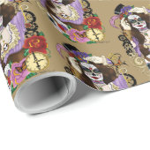 Steampunk Sugar Skull Geschenkpapier (Rolleneckpunkt)