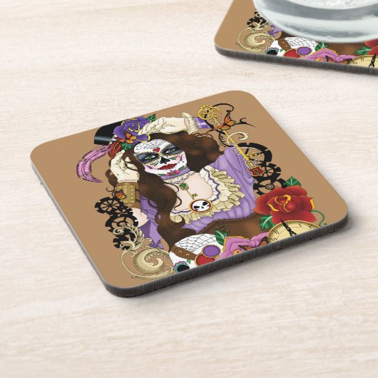 Steampunk Sugar Skull Untersetzer (Linke Seite)