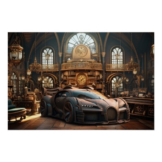 Steampunk Super Car Speed Cinematic Auto Art Print Poster (Vorderseite)