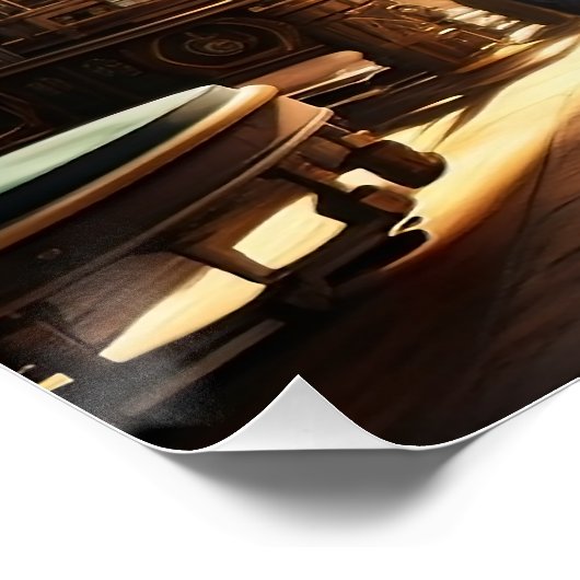 Steampunk Super Car Speed Cinematic Auto Art Print Poster (Ecke)