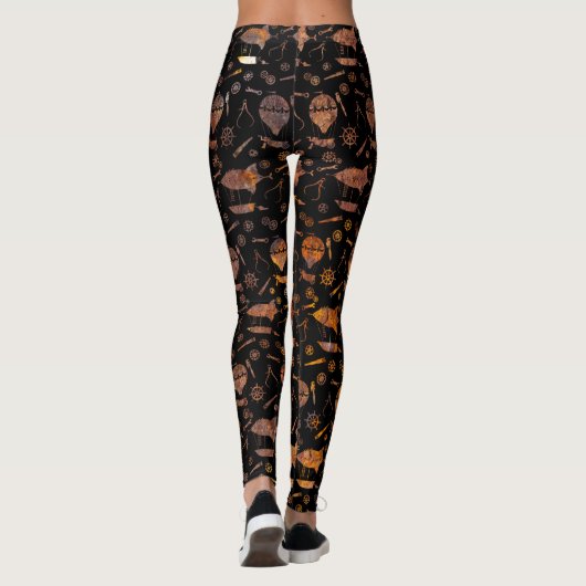 Steampunk Super Colorful Rusty Airships Leggings (Rückseite)