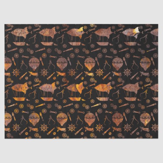 Steampunk Super Colorful Rusty Airships Seidenpapier (Vorderseite)