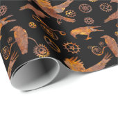 Steampunk Super Colorful Rusty Gears and Crows Geschenkpapier (Rolleneckpunkt)