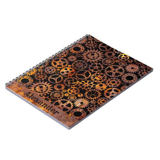Steampunk Super Colorful Rusty Gears Individuelle Notizblock (Linke Seite)