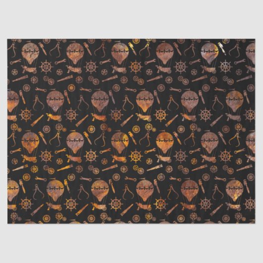 Steampunk Super Colorful Rusty Hot Air Balloons Seidenpapier (Vorderseite)