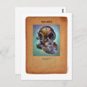 Steampunk Surrealismus - Taucherhelm Postkarte (Vorne/Hinten)