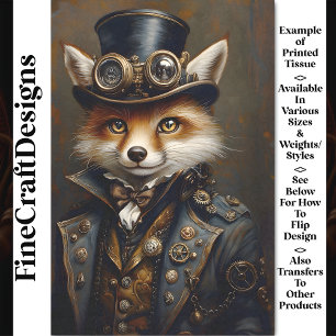 Steampunk Süß Eleganter Fuchs BR7 Decoupage Seidenpapier