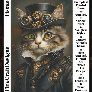 Steampunk Süß Schick Katze Kätzchen BR6 Decoupage Seidenpapier