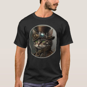 Steampunk Süße Katze Retro Sci-Fi Mechanisches Zah T-Shirt