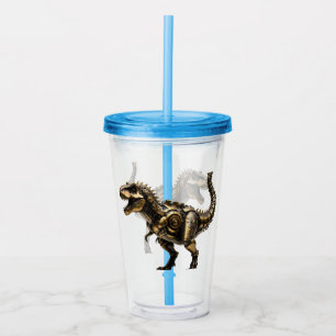 Steampunk T-Rex Mech – Messing-Dino-Bestie Acryltrinkbecher