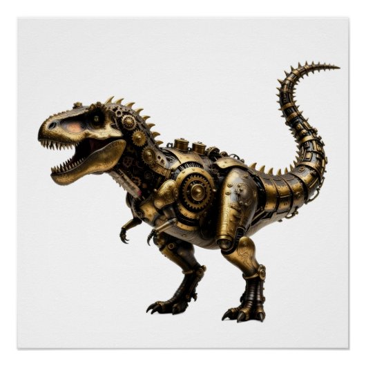 Steampunk T-Rex Mech – Messing-Dino-Bestie Poster (Vorderseite)