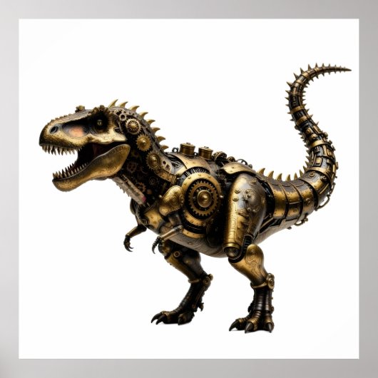 Steampunk T-Rex Mech – Messing-Dino-Bestie Poster (Vorne)