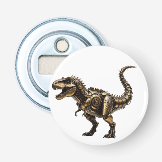 Steampunk T-Rex Mech – Messing-Dino-Biest Flaschenöffner (Vorderseite)