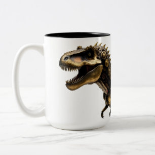 Steampunk T-Rex Mech – Messing-Dino-Biest Zweifarbige Tasse