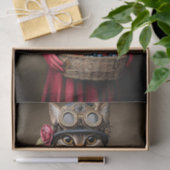 Steampunk Tabby Katze & Beerkorb DY6L Decoupage Seidenpapier (Geschenk)