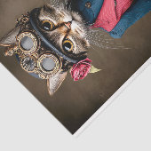 Steampunk Tabby Katze & Beerkorb DY6L Decoupage Seidenpapier (Ausschnitt)