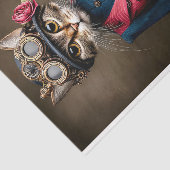 Steampunk Tabby Katze & Beerkorb DY6R Decoupage Seidenpapier (Ausschnitt)