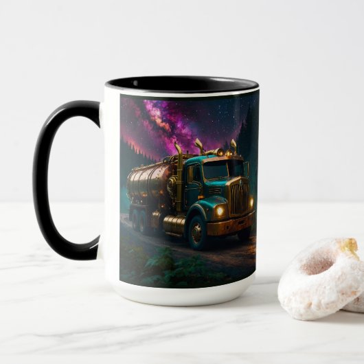 Steampunk Tanker Truck Tasse (Mit Donut)