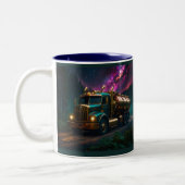 Steampunk Tanker Truck Zweifarbige Tasse (Links)