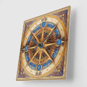 Steampunk Tarot Star Pattern#1 ID1081 Quadratische Wanduhr (Winkel)