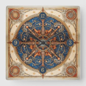 Steampunk Tarot Star Pattern#2 ID1081 Quadratische Wanduhr (Vorderseite)