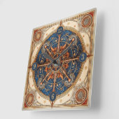 Steampunk Tarot Star Pattern#2 ID1081 Quadratische Wanduhr (Winkel)