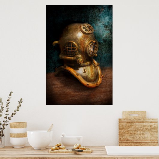 Steampunk - Tauchen - Der Tauchhelm Poster (Küche)