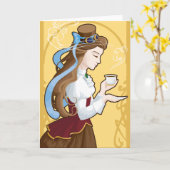 Steampunk Tea Time Karte (Gelbe Blume)