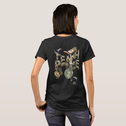 Steampunk Teach Peace T-Shirt (Schwarz voll)