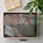 Steampunk Teal Orange Eidechse Decoupage Seidenpapier (Geschenk)