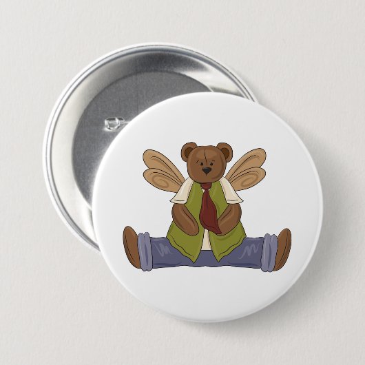 Steampunk Teddy Bear mit Fairy Wings Button (Vorne & Hinten)