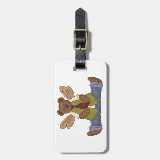 Steampunk Teddy Bear mit Fairy Wings Gepäckanhänger (Vorderseite vertikal)