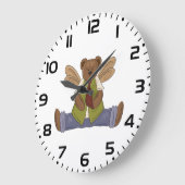 Steampunk Teddy Bear mit Fairy Wings Große Wanduhr (Winkel)