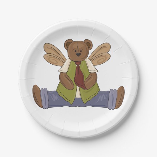 Steampunk Teddy Bear mit Fairy Wings Pappteller (Vorderseite)