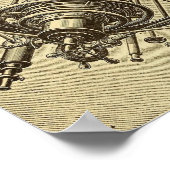 Steampunk Telescope Vintag 1898 Abbildung Poster (Ecke)