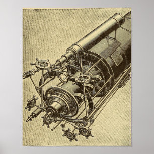 Steampunk Telescope Vintag 1898 Abbildung Poster