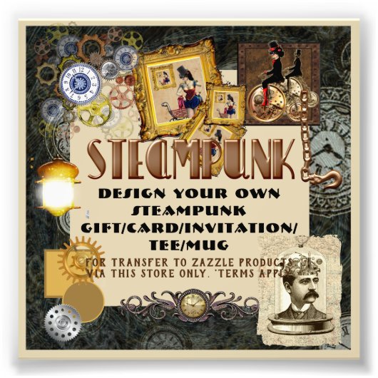 STEAMPUNK Template-Übertragung auf jedes Geschenk/ Fotodruck (Vorne)