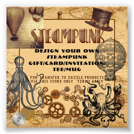 STEAMPUNK Template-Übertragung auf jedes Geschenk/ Fotodruck (Vorne)