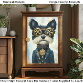 Steampunk Terrier Dog in Goggles CY3 Decoupage Seidenpapier