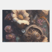 Steampunk Theme Metallgetriebe und Blume Geburtsta Geschenkpapier Set (Vorderseite 3)