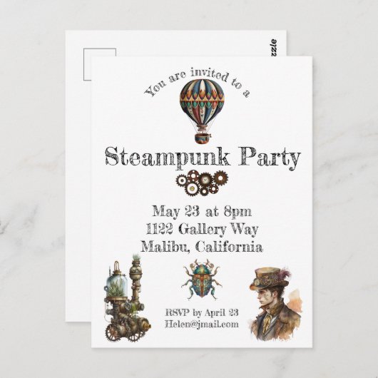 Steampunk Theme Postkarte (Vorne/Hinten)