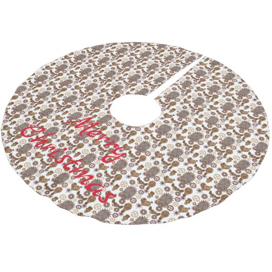 Steampunk Theme Thunder_Cove Polyester Weihnachtsbaumdecke (Schrägansicht)